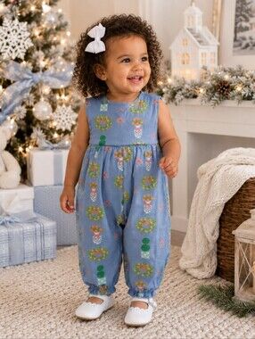 TBBC The Beaufort Bonnet Company Rebecca Romper Topiaries & Tangerines 18-24M